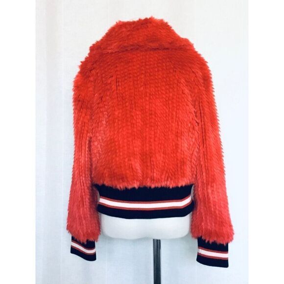 NEW Bardot Junior Girls 10 Queenie Red Faux Fur Bomber Jacket Coat - Picture 4 of 4